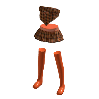 Orange pleated tennis skirt and bandana top