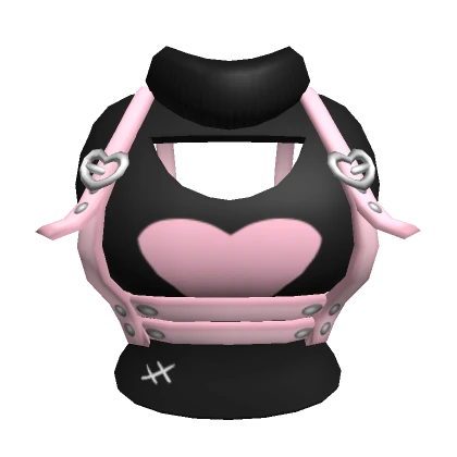 🎱Chibi Doll - Black turtleneck w Pink harness