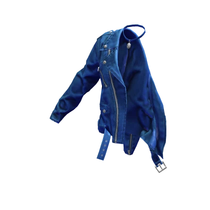 Urban Y2K Off Shoulder Leather Jacket Blue