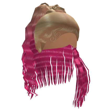 Wet Sleek Crimped Ponytail in Pink Ombre