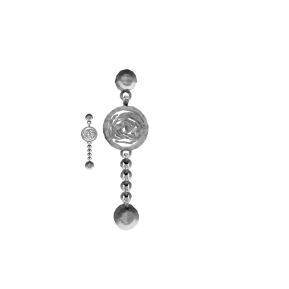 Silver Chained Rose Earrings