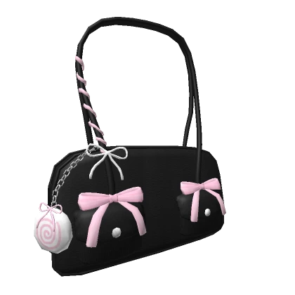 ♡ Cute black bag with pink lace bow🍥