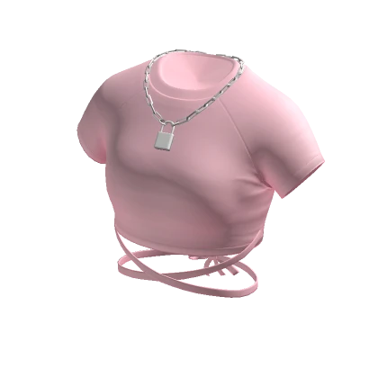 Crop Top in Pink w/ Silver Lock Necklace