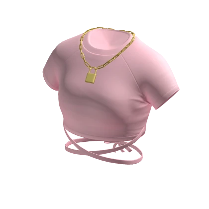 Crop Top in Pink w/ Gold Lock Necklace