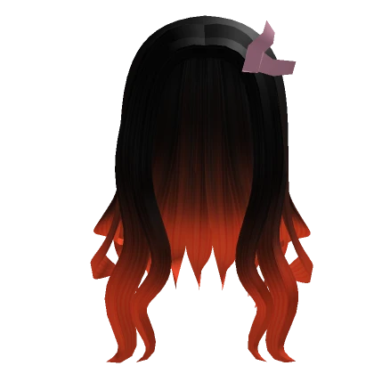 Long Nezuko Demon Slayer Anime Hair Dark Orange