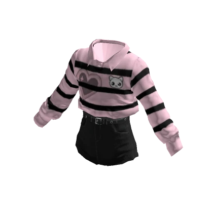 Pink & Black Preppy Cat outfit