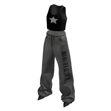 Y2K Black Grunge Baggy Low-rise Jeans Outfit