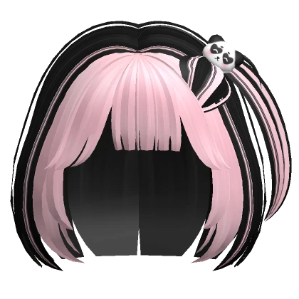 Fluffy Bob Panda Hair Clip Pigtail (Black & Pink)