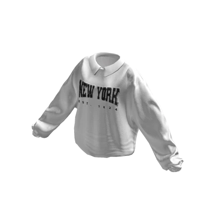 Tucked New York Polo Neck Sweater- White