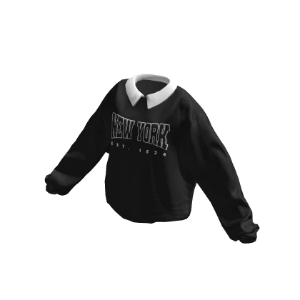 Tucked New York Polo Neck Sweater - Black