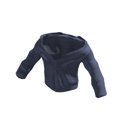 Navy Blue Off the Shoulders Half-Zip Jacket