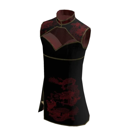 Adorable black and red dragon short dress vintage