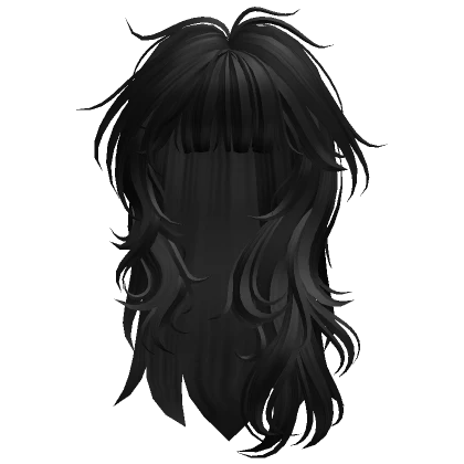 Wavy Flowy Uneven Hairstyle with Bangs (Black)