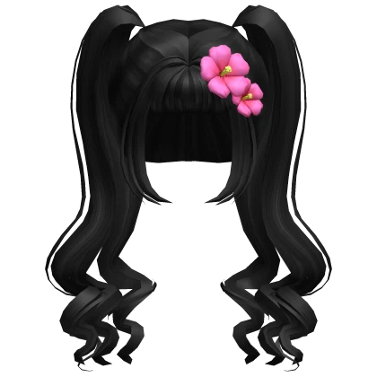 ♡ hibiscus summer hair (black)