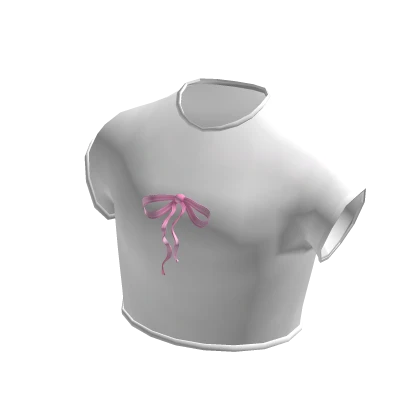 Cutesy Pink Ribbon Bow White Baby Tee