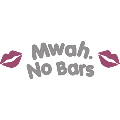 ♡ Mwah. No Bars text in white/pink ♡