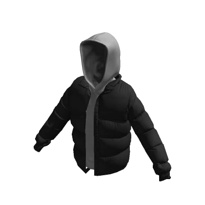 Puffer Jacket W Hoodie - Black