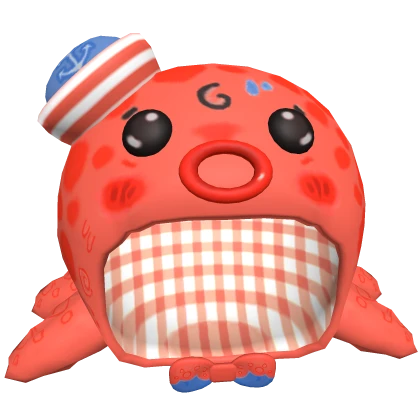 cute red spotty octopus w blue sailor hat ☆