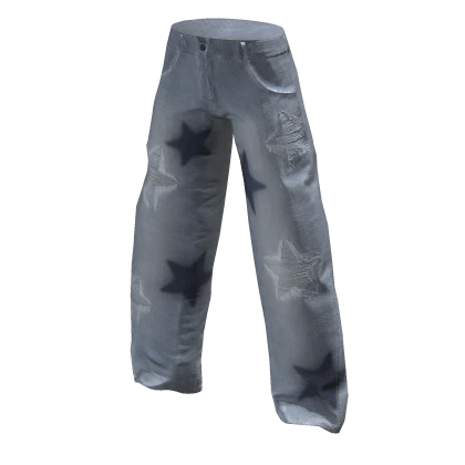 Blue Stars Distressed Baggy Jeans