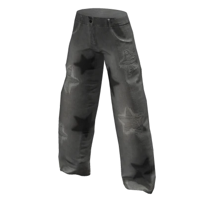 Gray Stars Distressed Baggy Jeans