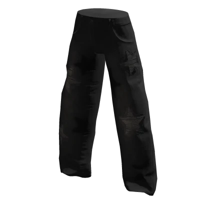 Black Stars Distressed Baggy Jeans