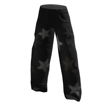 Black Stars Distressed Baggy Jeans