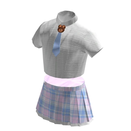 Anime High School uniform pink and blue skirt