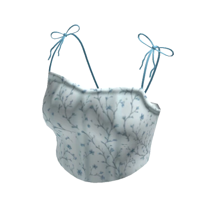 Bow Ribbon Blue Floral Cute Cropped Top