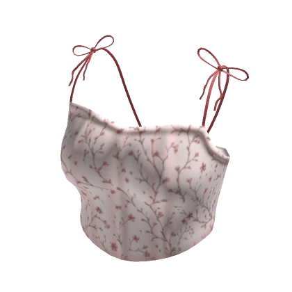 Bow Ribbon Pink Floral Cute Cropped Top