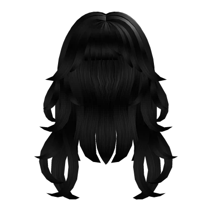 Cute Anime Curly Long w/ Bangs Black Hair
