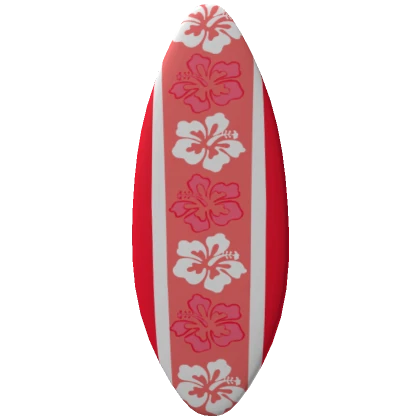 Red Summer Tropical Flower Surfboard