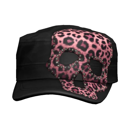 Grunge Pink Leopard Skull Cadet Cap