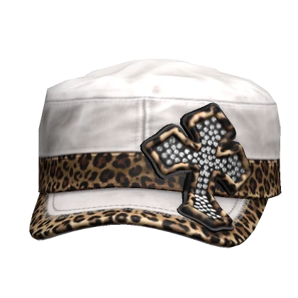 Grunge White Leopard Cross Cadet Cap