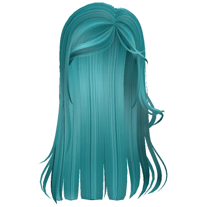 teal edgy wispy side part long hair