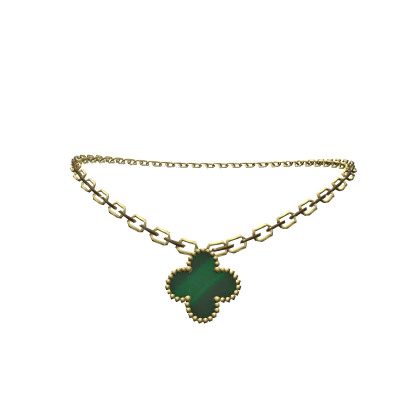 (3.0) Van Cleef 18K Gold Malachite Necklace