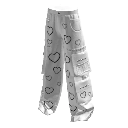 white & black hearts y2k cargo pants