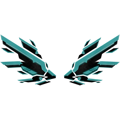 black w teal mecha sci-fi cyberpunk wings