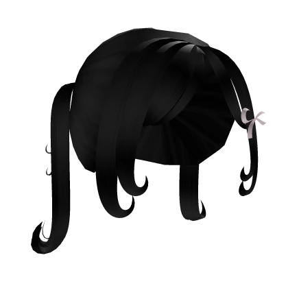 cute black pigtails with pink bow