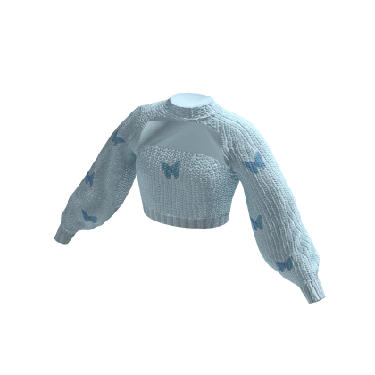baggy butterfly crop | blue