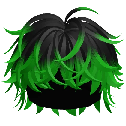 Fluffy Messy Hair (Black to Green)