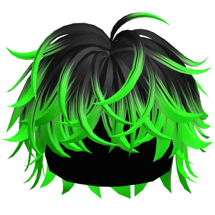 Black to Green Fluffy Messy Hair