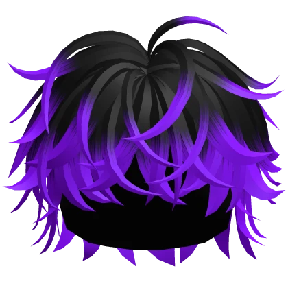 Fluffy Messy Hair (Black to Purple)