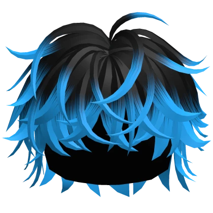 Fluffy Messy Hair (Black to Blue)