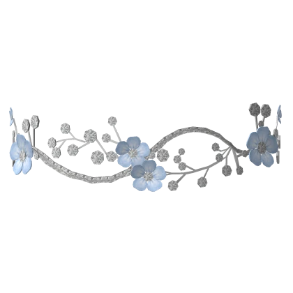 Diamond Flower Headpeice In Blue