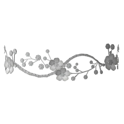 Diamond Flower Headpeice In Silver