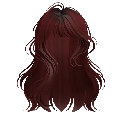 Dark Red Loose Wavy Hair w/ Bangs