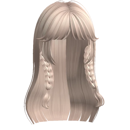 Long Y2K Gothic Hair w Braid Pigtails (Platinium)