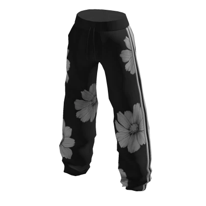 adidas Trousers Floral White on Black