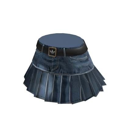 adidas Skirt Pleated Belted Blue Jeans Denim