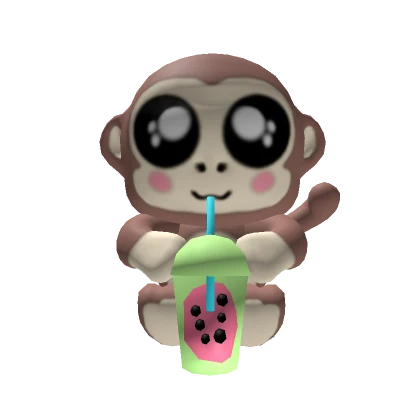 Cute Monkey with Boba Tea 🐵🧋